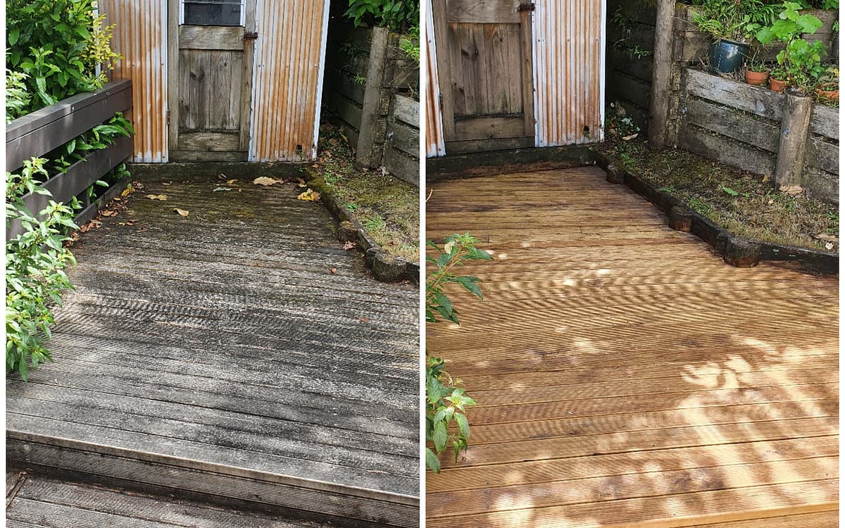 Pinehaven house wash — Before & after — weatherboard